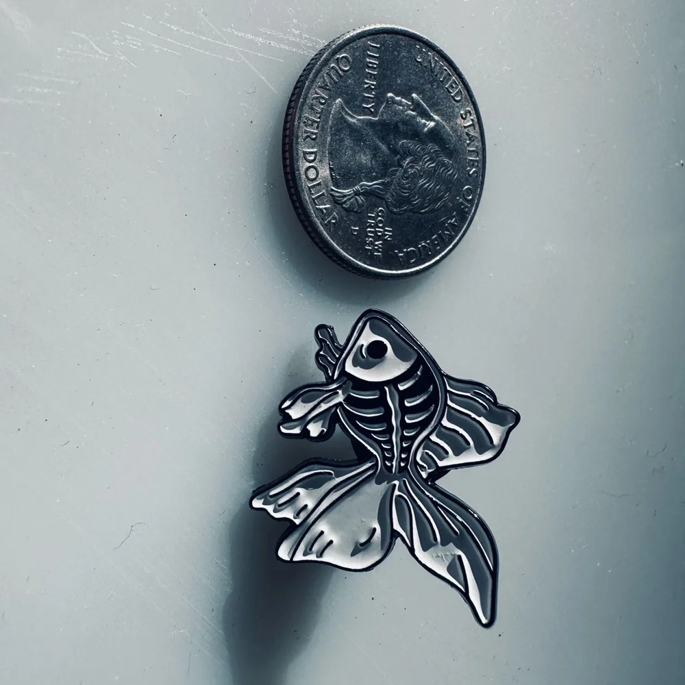 Betta Fish Skeleton Pin